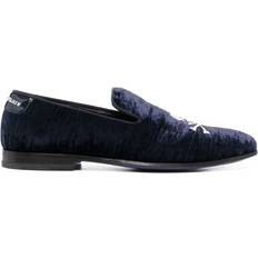 Low Shoes Philipp Plein Skull Bones Velvet Loafers - Men - Blue