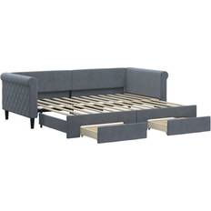 Indbyggede opbevaring Senge vidaXL Tagesbett Ausziehbar 90 x 200 cm - Dunkelgrau