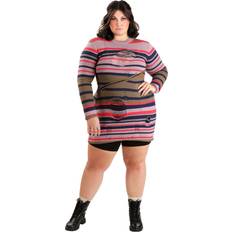 Rouge Robes Fun Costumes Plus Size Astrid Striped Distressed Sweater Dress