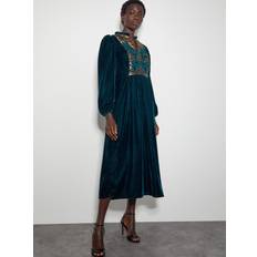 Clothing Monsoon Lisa Velvet Dress - Peacock