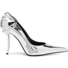 Diesel Skor Diesel D-Ten Half-Escarpins Talon Incurvé - Femme - Gris Argenté