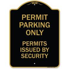 Gold Workplace Signs SignMission Designer Series Sign 18 x 24 in - Permit Parking Only