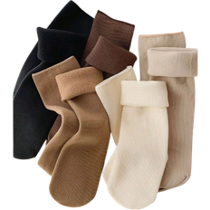 Multicoloured - Women Underwear Shein 3 Pairs Of Women's Fluffy Socks, Warm Thick Socks Family Black And White Floor Socks, Random Color