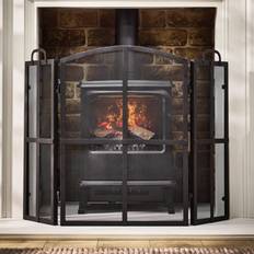 Fireplaces Dibor Vintage Style Blacksmith 3-Fold Window Fireplace Guard Fire Screen Guard H71Cm X W102Cm One Size