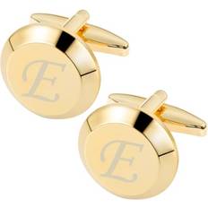 Jewelry GWD Cufflinks for Men Stainless Steel Golden Initial Cuff Links Alphabet Letter A-Z Groom Father Gift (Gold E)