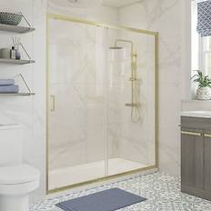 Signature Verve Brushed Brass Sliding Shower Door 1000mm Wide - 6mm Glass