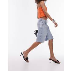 Topshop Loose Fit Denim Jort - Bleach/Blue