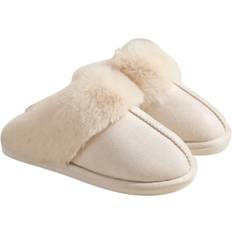 Beige - Slip-on Hausschuhe Shein New Thickened Plush Home Slippers For Men And Women, Warm, Fashionable, Comfortable And Anti-Slip Indoor Slippers With Closed Toe