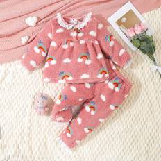 Pink Pyjamases Shein Young Girl Pink Koala Long Sleeve Pajamas Set