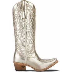 Gold Boots Lane Smokeshow Embroidered Snip Toe Zippered Cowboy Boots - Gold