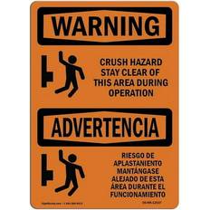 Office Supplies SignMission OSHA Warning Sign 12 x 18 in - Crush Hazard Stay