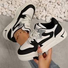 Women Trainers Shein Vintage Casual White Sneakers - Skate Shoes