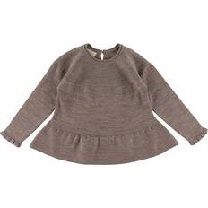 Bluser & Tunikaer på tilbud Copenhagen Colors Merino Knit Blouse With Frill Str - Natural Melange