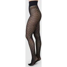 Nailon Sukanvarret Swedish Stockings Ina Pointelle Tights - Black