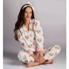 Linen Pajamas Love You So Matcha 3PC Flannel Set - White Linen