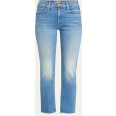 Mother The Mid Rise Rider Flood Fray Jeans - Blue
