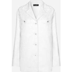 Dolce & Gabbana Coats Dolce & Gabbana Short Single-breasted Brocade Coat White