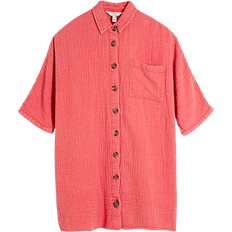 River Island Button Up Longline Shirt - Red