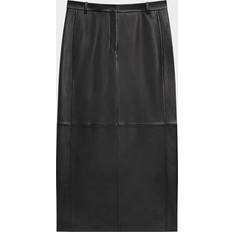 Clothing Theory High-Rise Leather Midi Trouser Skirt - Black