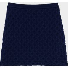 Denim Skirts - Wool Theory Cable-Knit Felted Wool-Cashmere Mini Skirt - Dark Denim