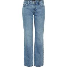 Pieces Nainen Farkut Pieces Noelle Lw Straight Fit Jeans - Light Blue Denim