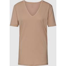 Beige - Herren T-Shirts Mey Slim Fit T-Shirt V-Ausschnitt - Beige