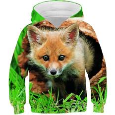 Polyamide Hoodies Barnkläder CHJLYSH Kid's 3D Fox Hoodie - Black