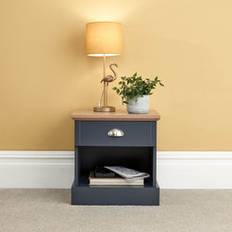 Blue - Wood Bedside Tables GFW Kendal Slate Blue/Oak Bedside Table 45x38cm