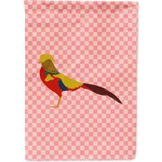 Carolines Treasures Golden or Chinese Pheasant Pink Check Canvas House Flag 71.1x101.6cm