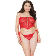 Elastane/Lycra/Spandex Lingerie Sets Holiday Cami Top and Panty Set - Queen Size - Red