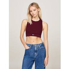 Tommy Hilfiger XXS Tank Tops Tommy Hilfiger Ribbed Racerback Cropped Tank Top - Deep Rouge