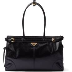 Bags Prada large enamel triangle logo belted handbag women Leather OS Black