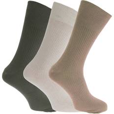 Universal Textiles Mens Big Foot Non Elastic Diabetic Socks (3 Pair) (UK 6-11) Olive/cream/beige