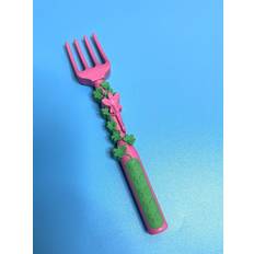 Kids Cutlery Constructive Eating garden fork pink green vines utensil for children