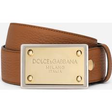 Beige Riemen Dolce & Gabbana Grainy Calfskin Belt