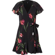 Ted Baker Women Clothing Ted Baker Fasnia Angel Sleeve Wrap Mini Dress Black