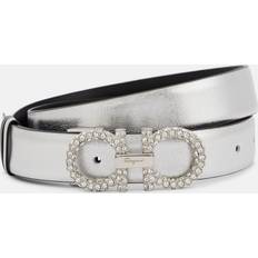 Ferragamo Gancini embellished leather belt silver (Inch 29.5)