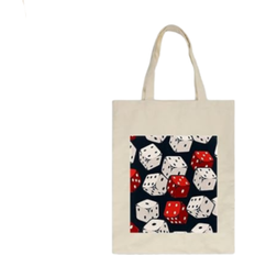 VAPOKF Dice Canvas Tote Bag - Beige