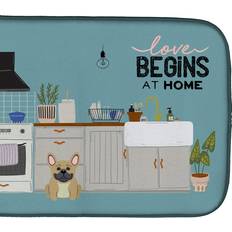 Beige Dish Drainers Caroline's Treasures CK7714DDM 14 x 21 in Cream French Bulldog Drying Mat Dish Drainer