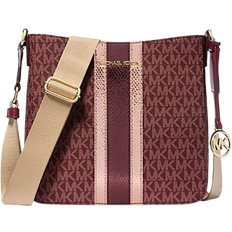 Michael Kors Jet Set Travel Small Signature Logo and Metallic Messenger Bag - Oxblood