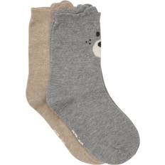 Beige Sokker Minymo Socken Noos 2er-Pack Light Grey Melange 15/18 Socken