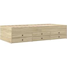 Brun Senge vidaXL Daybed Med Skuffer Uden Madras 90x190 cm Sonoma-Eg