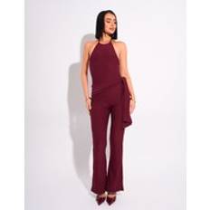Hög krage Jumpsuits & Overaller Public Desire Tie Back Luxe Slinky Jumpsuit Burgundy burgundy