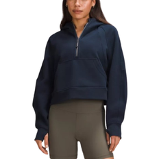 Blue - Women Clothing Lululemon Scuba Oversized Half Zip Hoodie - True Navy