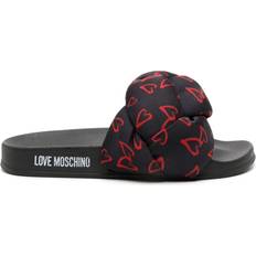 Love Moschino Slides Love Moschino heart-print braided slides women Elastane/Rubber/Polyester/Fabric/Rubber Black