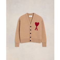 Red - Unisex Cardigans Ami Paris A Heart Cardigan - Camel/Red