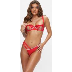 Red - Women Lingerie Sets Ann Summers Unwrap Me Luxe Crotchless Lingerie Set Spot Print, Large, Red Made from satin, spot print mesh and diamante detail