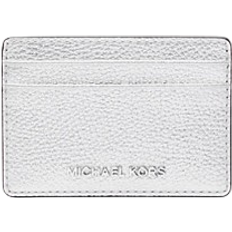 Silver Card Cases Michael Kors Jet Set Small Metallic Leather Card Case - Silver