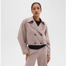 Theory Women Outerwear Theory Double-Breasted Crop Trench in Admiral Crepe