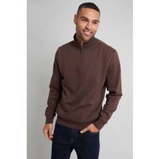 Threadbare quarter Zip Neck Sweatshirt Brown